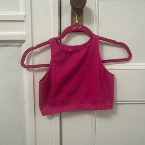 Pink Ribbed Crop Top